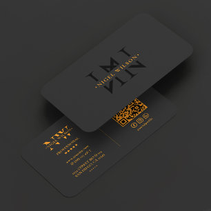 Carte De Visite Logo Monogramme N Noir Orange Moderne
