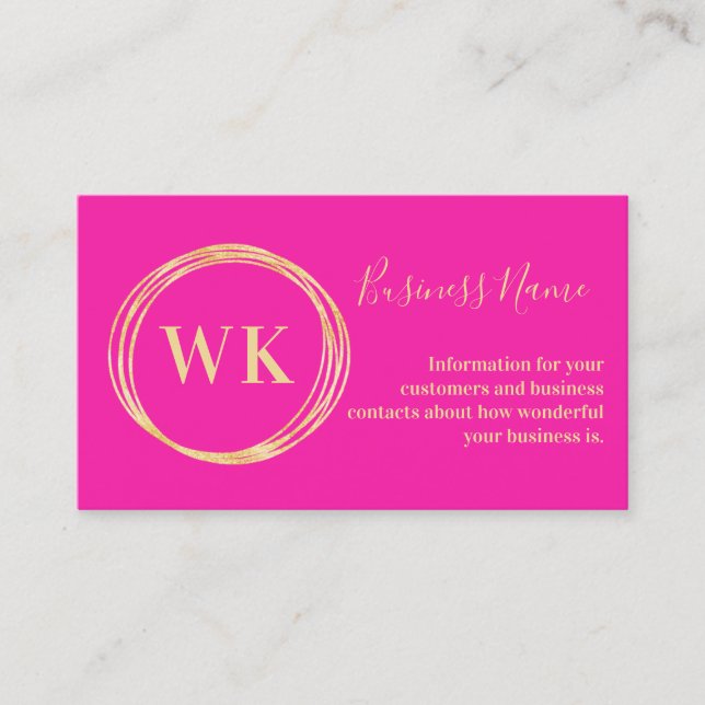 Carte De Visite Logo Monogramme personnalisé Or rose (Devant)