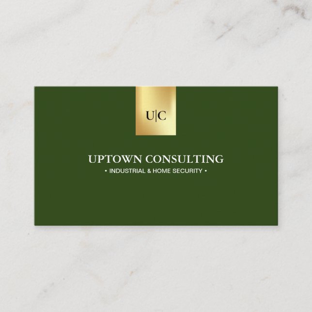 Carte De Visite Logo Monogramme professionnel en Faux Gold Dark Gr (Devant)