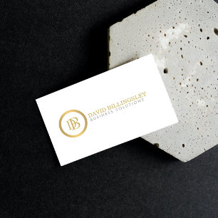 Carte De Visite Logo Monogramme professionnel en Faux Gold White