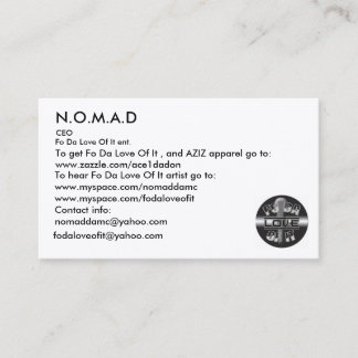 Carte De Visite Logo, N.O.M.A.D, pour entendre les FO DA Lov… -