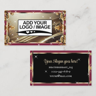 Carte De Visite Logo Noble Gold Ornate Noir Bourgogne Rouge Ombre