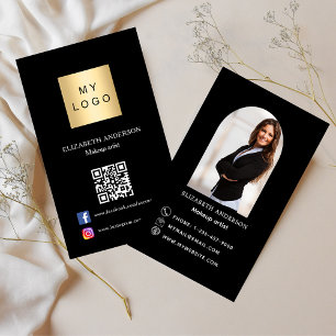 Carte De Visite Logo noir arche photo code Qr médias sociaux