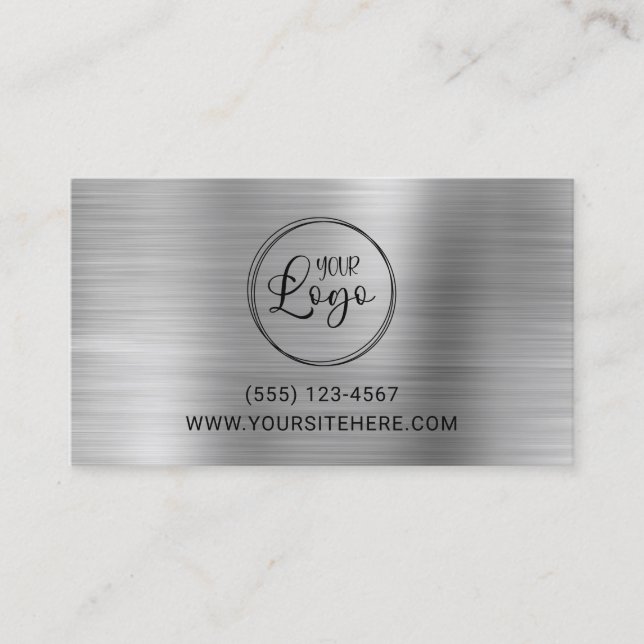 Carte De Visite Logo noir avec URL du site Web Silver Foil (Devant)