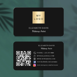 Carte De Visite Logo noir blanc Qr code médias sociaux