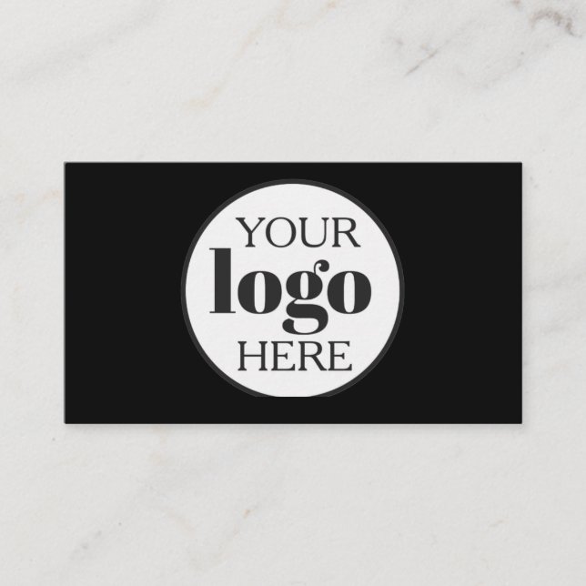 Carte De Visite Logo noir blanc QR Code simple (Devant)