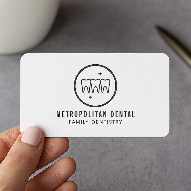 Carte De Visite Logo noir des dents dentistes modernes (Créateur téléchargé)
