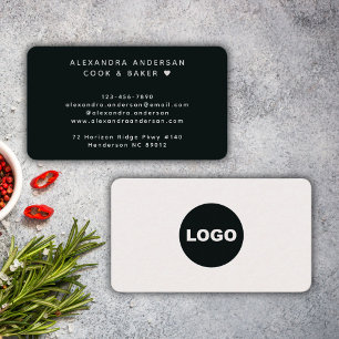 Carte De Visite Logo noir et blanc Cuisinier à domicile Traiteur
