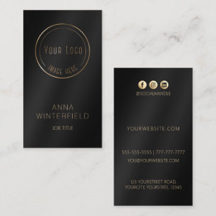 Carte De Visite Logo noir or élégant médias sociaux modernes