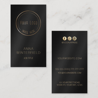 Carte De Visite Logo noir or élégant médias sociaux modernes