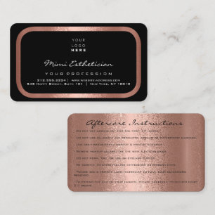 Carte De Visite Logo noir Rose des instructions de soins postérie