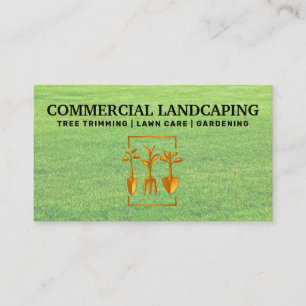 Carte De Visite Logo Outils de jardinage   Herbe   Paysage
