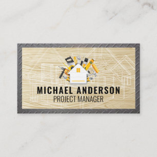 Carte De Visite Logo Outils de la maison   Plan directeur Acier en