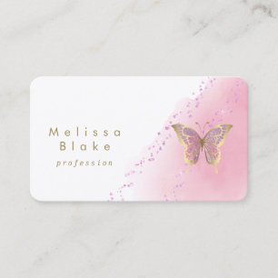 Carte De Visite logo papillon aquarelle rose