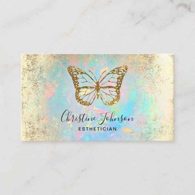 Carte De Visite logo papillon parties scintillant en faux or (Devant)