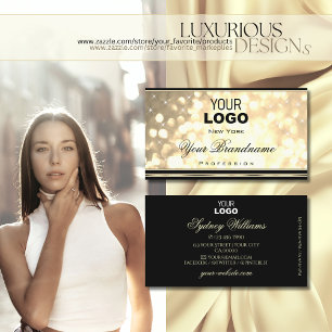 Carte De Visite Logo Parties scintillant or de luxe Black Golden D