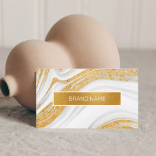 Carte De Visite Logo personnalisé Abstrait White and Gold Foil