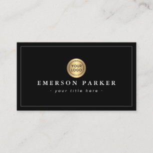Carte De Visite Logo personnalisé classique sur cercle or dégradé 