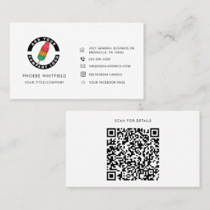 Carte De Visite Logo personnalisé Code QR et icônes de médias soci