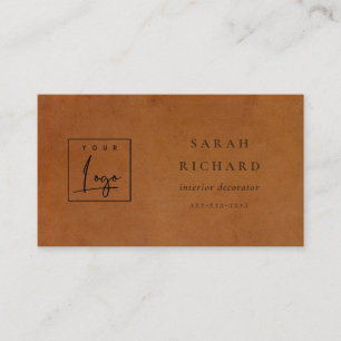 Carte De Visite Logo personnalisé de la texture en cuir rustique m