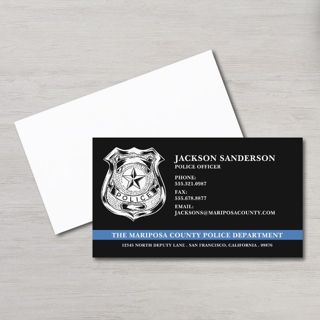 Carte De Visite Logo personnalisé de l'agent de police (Police Officer Law Enforcement Custom Logo Business Card)