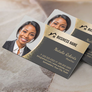 Carte De Visite Logo personnalisé de l'agent immobilier Realtor or