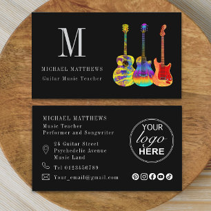 Carte De Visite Logo personnalisé de l'enseignant de musique de gu
