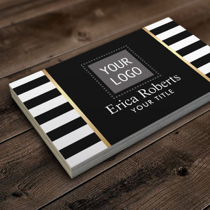 Carte De Visite Logo personnalisé des formes modernes en noir et 