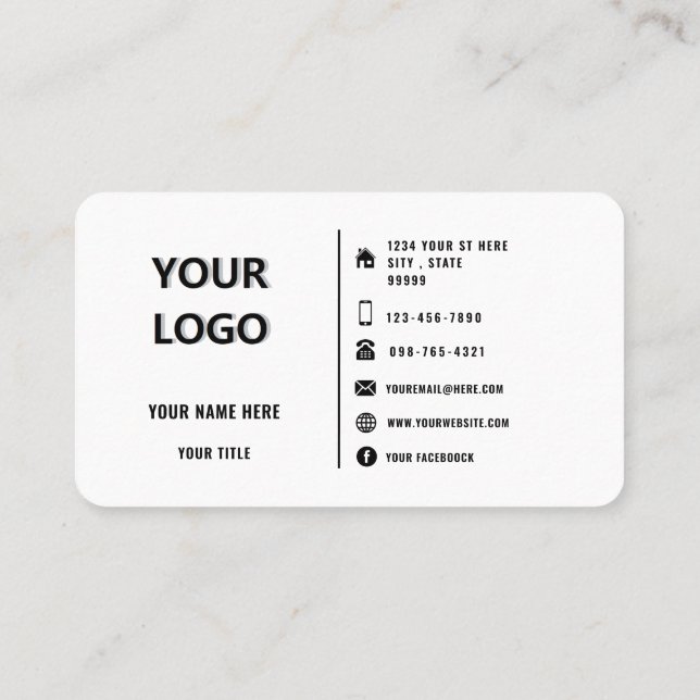 Carte De Visite Logo Personnalisé Design Moderne Vos Couleurs Élég (Dos)