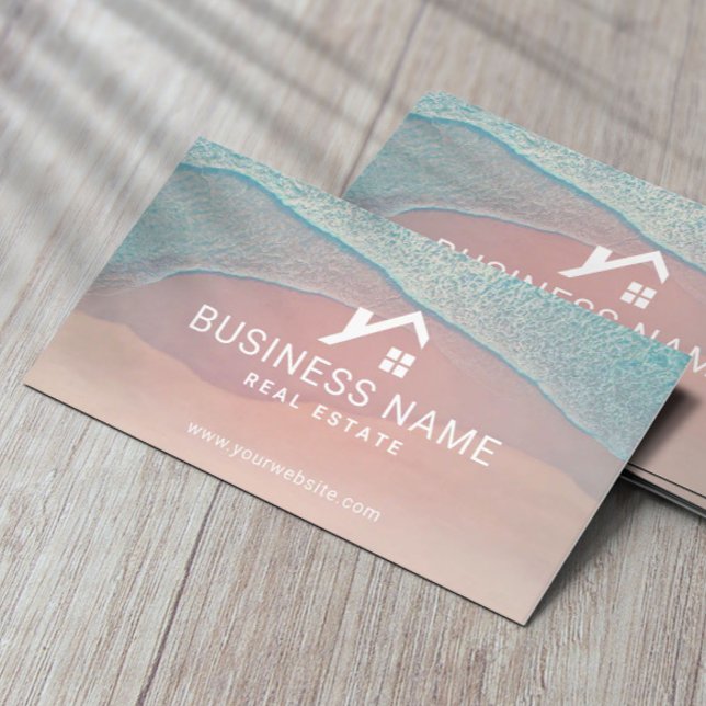 Carte De Visite Logo personnalisé du locataire immobilier Beach Ho (Créateur téléchargé)