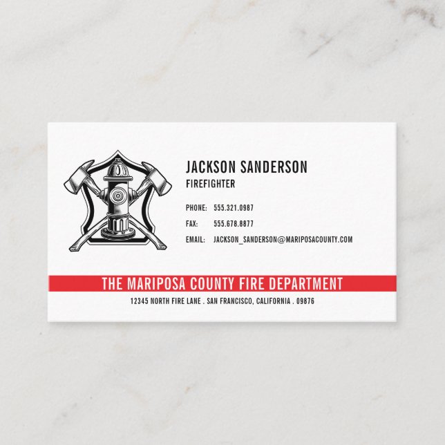Carte De Visite Logo personnalisé du service d'incendie des pompie (Devant)