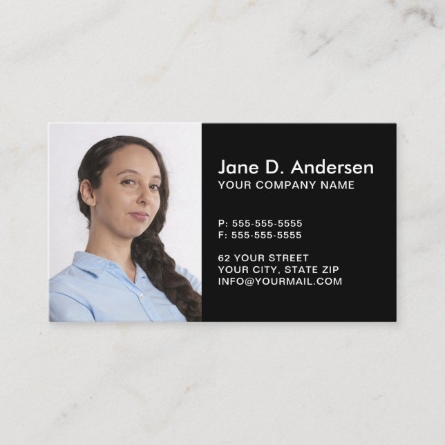 Carte De Visite Logo personnalisé et noir professionnel photo mode (Devant)
