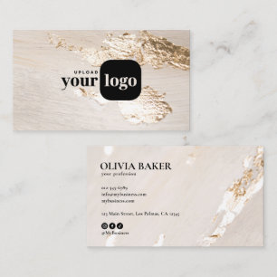 Carte De Visite Logo personnalisé feuille d'or faux élégant modern