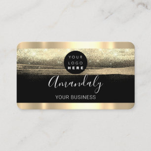 Carte De Visite Logo personnalisé Gold Black Black de maquillage