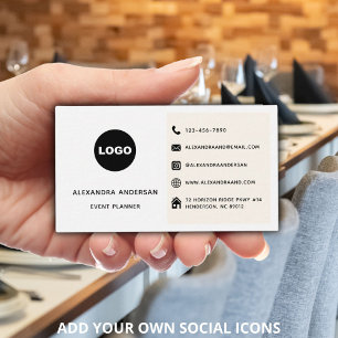 Carte De Visite Logo personnalisé Icônes de médias sociaux minimal