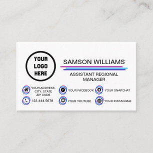 Carte De Visite Logo personnalisé Icônes de médias sociaux mode