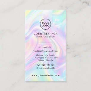 Carte De Visite  Logo Personnalisé Luxe Holographique Pastel Rainb