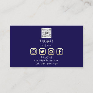 Carte De Visite Logo personnalisé Médias sociaux QR Code Gold Mari