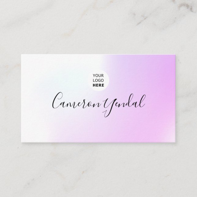 Carte De Visite Logo personnalisé minimaliste blanc élégant script (Devant)