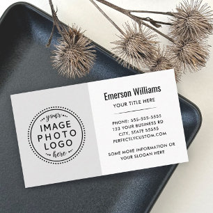 Carte De Visite Logo personnalisé minimaliste moderne blanc et gri