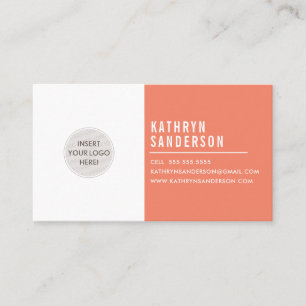 Carte De Visite LOGO PERSONNALISÉ MINIMUM rétro orange blanc