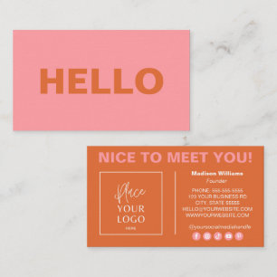 Carte De Visite Logo personnalisé moderne Bold rose orange Médias 