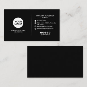 Carte De Visite Logo personnalisé moderne en noir et blanc et rése
