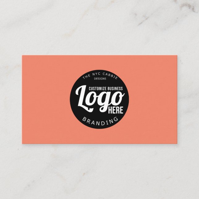 Carte De Visite Logo Personnalisé Moderne Minimal Peach (Devant)
