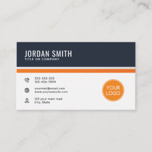 Carte De Visite Logo personnalisé Noir et orange modernes