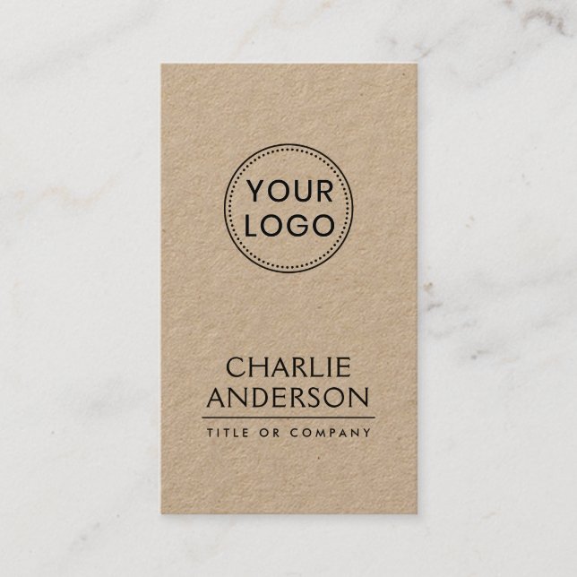 Carte De Visite Logo personnalisé papier kraft moderne vertical (Devant)