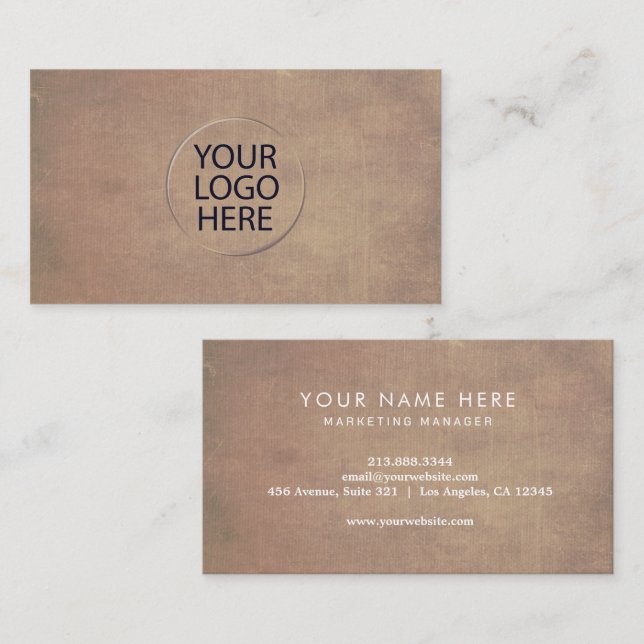 Carte De Visite Logo personnalisé | papier Kraft professionnel (Devant / Derrière)