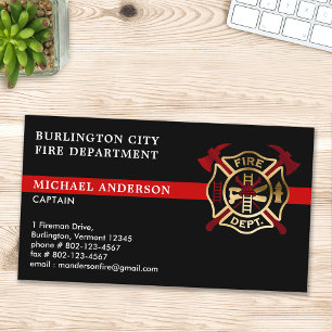 Carte De Visite Logo personnalisé pompier moderne Red Fire Departm