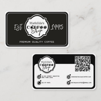 Carte De Visite Logo personnalisé pour café professionnel noir