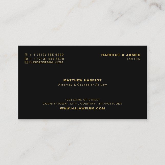 Carte De Visite Logo personnalisé, professionnel juridique élégant (Devant)